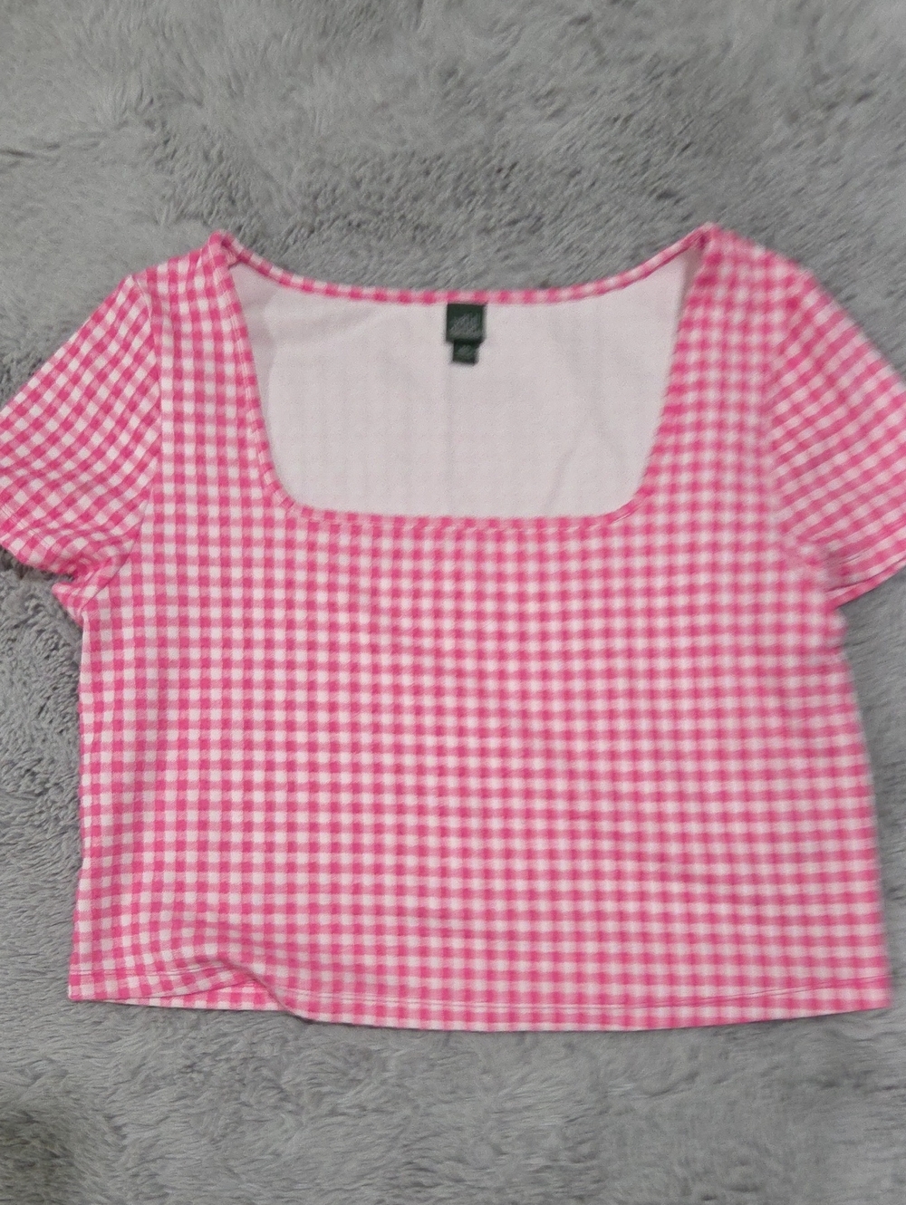 Target Wild Fable Women’s Pink Gingham Square-Neck Crop Top